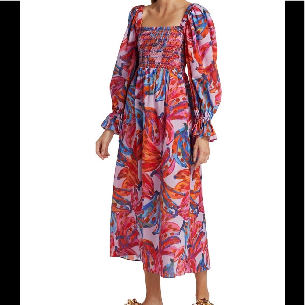 Colored bananas smocked dress